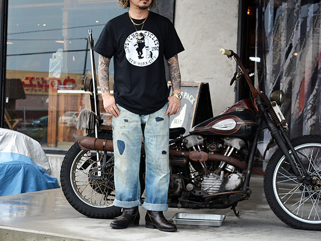 ��2����PSYCHO CYCLES/�������������륹�ۡ�Printed Crew Neck Tee��Axeman��/�ץ��ƥåɥ��롼�ͥå�Tee�ɥ��å����ޥ�ɡ�