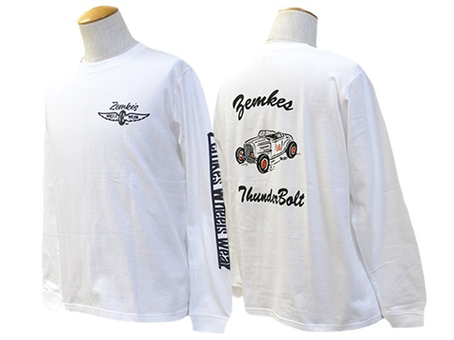 ��2����ZEMKE'S WHEELS WEAR/���ॱ���ۥ����륺�������ۡ�Rodder L/S Crew Neck Tee��Thunder Bolt��/���å������󥰥��꡼�֥��롼�ͥå�Tee�ɥ�������ܥ�ȡɡ�