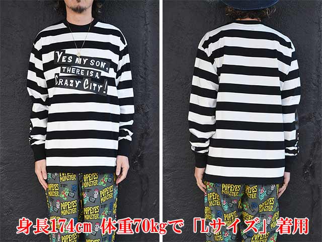 ��POP EYES/�ݥåץ�������2025SS��Crazy City Border L/S Tee/���쥤�������ƥ��ܡ��������󥰥��꡼��Tee��(25SS-PPE-10)