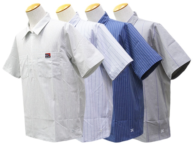(30% OFF)��4����BLUCO/�֥륳��2025SS��Pullover S/S Stripe Work Shirts/�ץ륪���С����硼�ȥ��꡼�֥��ȥ饤�ץ������ġ�(153-21-101)