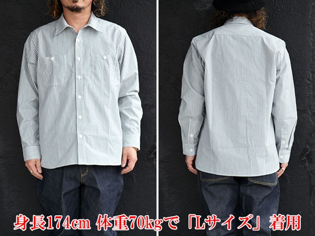 ��3����BLUCO/�֥륳��2026SS��Standard L/S Work Shirt��Stripe��/����������ɥ��󥰥��꡼�֥������ġɥ��ȥ饤�סɡ�(161-11-119)