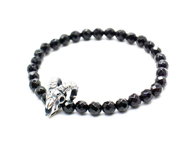 ��MAD CULT/�ޥåɥ���ȡۡ�Sheep Skull Stone Bracelet��Cut Onyx��/�����ץ����륹�ȡ���֥쥹��åȡɥ��åȥ��˥����ɡ�(SB-21)
