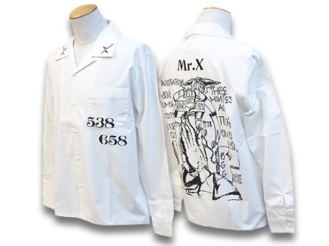 MISTER X/ߥå2023SSL/S Open Collar ShirtsFuck the PB/󥰥꡼֥ץ󥫥顼ġFuck the PBɡ(23SS-MRX-003)(UNCHANGING LOVE/󥸥󥰥/POP EYES/ݥåץ/ᥫ/ϡ졼/եѥå)