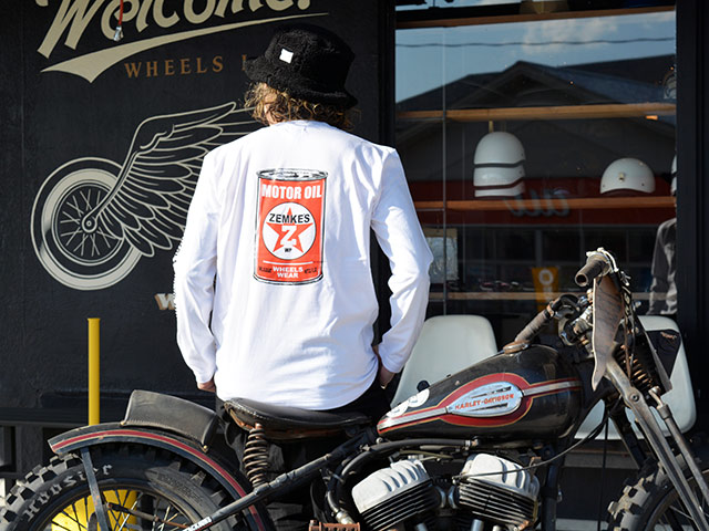 ��2����ZEMKE'S WHEELS WEAR/���ॱ���ۥ����륺�������ۡ�Crew Neck L/S Tee��MOTOR OIL��/���롼�ͥå����󥰥��꡼��Tee�ɥ⡼����������ɡ�