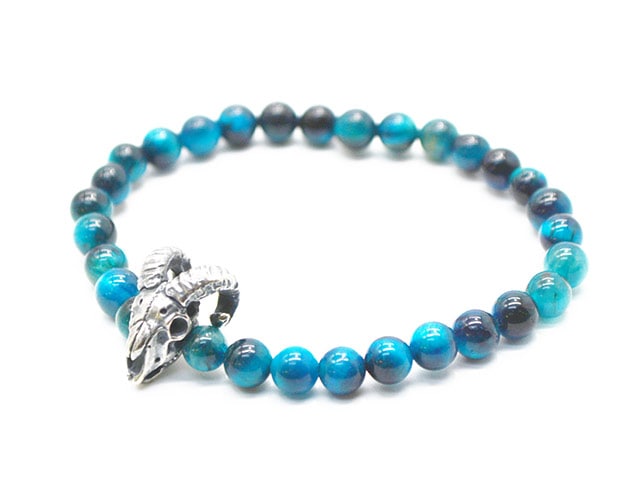 MAD CULT/マッドカルト】「Sheep Skull Stone Bracelet”Blue Green