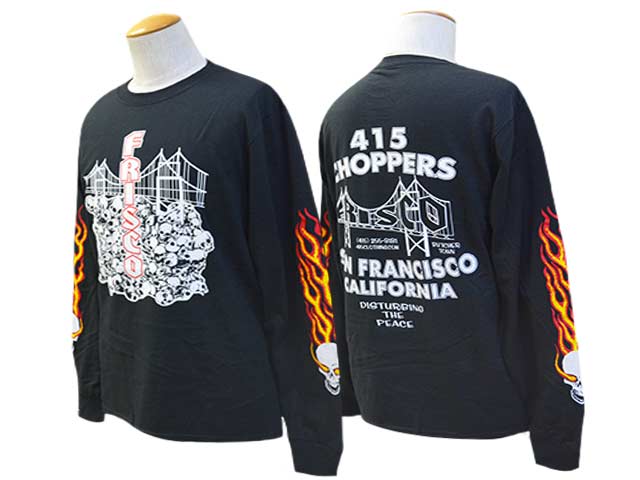 ��415 CLOTHING/415���������󥰡ۡ�Printed L/S Tee��Skull&Bridge��/�ץ��ƥåɥ��󥰥��꡼��Tee�ɥ�����&�֥�å��ɡ�