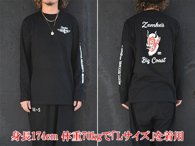 ��2����ZEMKE'S WHEELS WEAR/���ॱ���ۥ����륺�������ۡ�Crew Neck L/S Tee��DEVIL��/���롼�ͥå����󥰥��꡼��Tee�ɥǥӥ�ɡ�