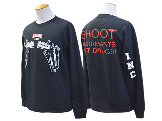 ��415 CLOTHING/415���������󥰡ۡ�Printed L/S Tee��Crime Inc. with Guns��/�ץ��ƥåɥ��󥰥��꡼��Tee�ɥץ饤�।�󥯥��������󥺡ɡ�