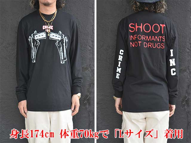 ��415 CLOTHING/415���������󥰡ۡ�Printed L/S Tee��Crime Inc. with Guns��/�ץ��ƥåɥ��󥰥��꡼��Tee�ɥץ饤�।�󥯥��������󥺡ɡ�