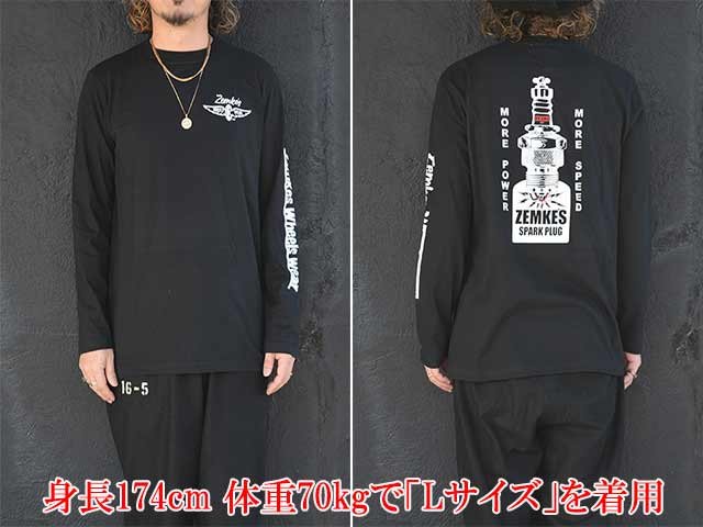 ��2����ZEMKE'S WHEELS WEAR/���ॱ���ۥ����륺�������ۡ�Crew Neck L/S Tee��SPARK PLUG��/���롼�ͥå����󥰥��꡼��Tee�ɥ��ѡ����ץ饰�ɡ�
