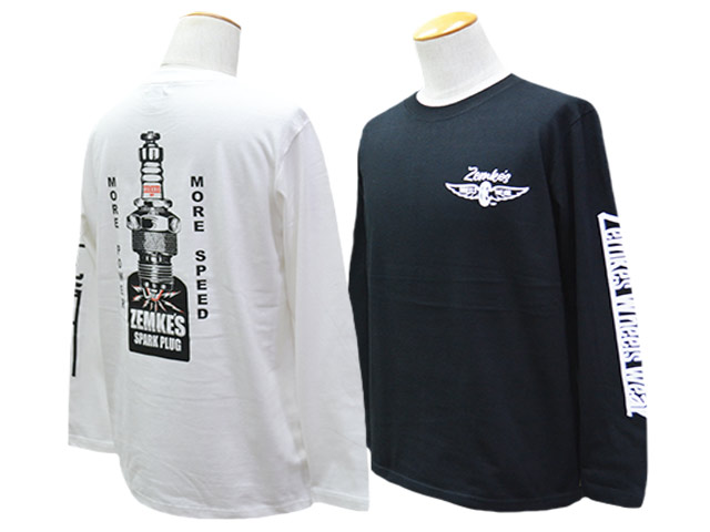 ��2����ZEMKE'S WHEELS WEAR/���ॱ���ۥ����륺�������ۡ�Crew Neck L/S Tee��SPARK PLUG��/���롼�ͥå����󥰥��꡼��Tee�ɥ��ѡ����ץ饰�ɡ�