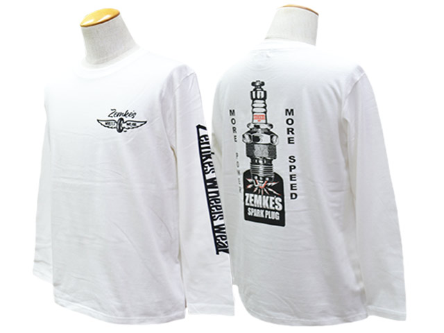 ��2����ZEMKE'S WHEELS WEAR/���ॱ���ۥ����륺�������ۡ�Crew Neck L/S Tee��SPARK PLUG��/���롼�ͥå����󥰥��꡼��Tee�ɥ��ѡ����ץ饰�ɡ�