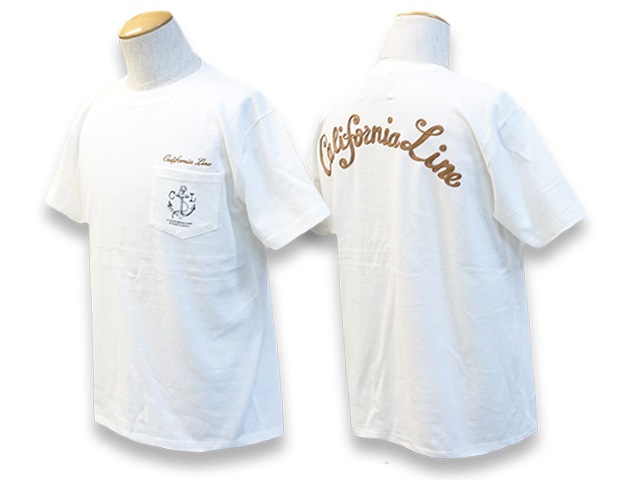(50% OFF)��5����CALIFORNIA LINE/����ե���˥��饤���2023SS��Chain Embroidery Crew Neck Pocket Tee/�������󥨥�֥������꡼���롼�ͥå��ݥ��å�Tee��