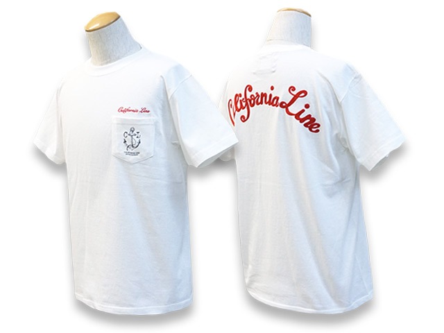 (50% OFF)��5����CALIFORNIA LINE/����ե���˥��饤���2023SS��Chain Embroidery Crew Neck Pocket Tee/�������󥨥�֥������꡼���롼�ͥå��ݥ��å�Tee��