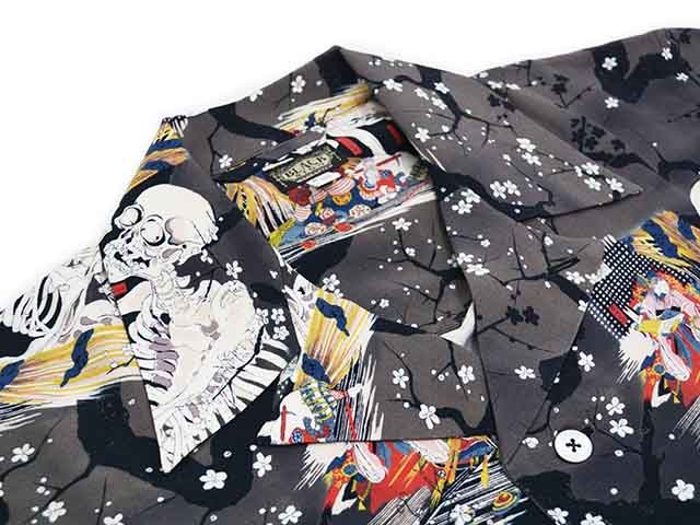 ��BLACK SIGN/�֥�å��������2025SS��Three Quarter Sleeve Night Hawaiian Shirt��Kuniyoshi Utagawa��/���꡼�������������꡼�֥ʥ��ȥϥ磻���󥷥�ġɲ��� ��˧�ɡ�(BSSL-25109)