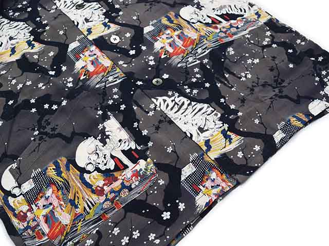 ��BLACK SIGN/�֥�å��������2025SS��Three Quarter Sleeve Night Hawaiian Shirt��Kuniyoshi Utagawa��/���꡼�������������꡼�֥ʥ��ȥϥ磻���󥷥�ġɲ��� ��˧�ɡ�(BSSL-25109)
