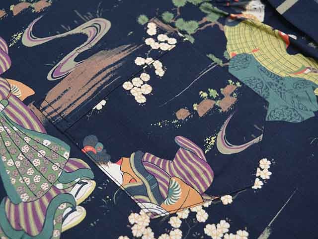 ��BLACK SIGN/�֥�å��������2025SS��Three Quarter Sleeve Night Hawaiian Shirt��Kuniyoshi Utagawa��/���꡼�������������꡼�֥ʥ��ȥϥ磻���󥷥�ġɲ��� ��˧�ɡ�(BSSL-25110)