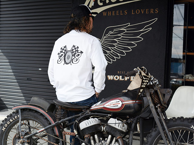 ��BLUE ROSE.308/�֥롼������.308�ۡ�High Quality Crew Neck L/S Tee��Wheel Flag"/�ϥ�������ƥ������롼�ͥå����󥰥��꡼��Tee�ɥۥ�����ե�å��ɡ�