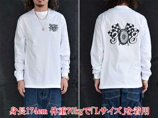 ��BLUE ROSE.308/�֥롼������.308�ۡ�High Quality Crew Neck L/S Tee��Wheel Flag"/�ϥ�������ƥ������롼�ͥå����󥰥��꡼��Tee�ɥۥ�����ե�å��ɡ�