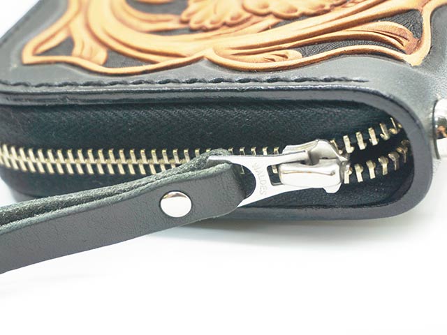 別注【SKULL FLIGHT/スカルフライト】「Carving Round Zip Wallet