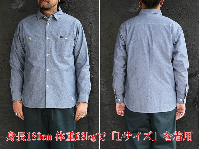 ��3����BLUCO/�֥륳��2024SS��Chambray L/S Work Shirts/�����֥졼���󥰥��꡼�֥������ġ�(141-11-121)
