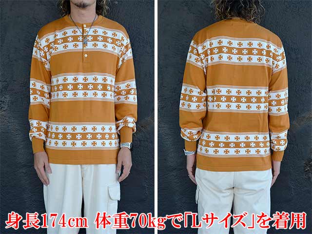 ��3����DAZZLE SUGAR/�����륷�奬����2024AW��Jacquard Henley L/S Tee/���㥬���ɥإ�꡼���󥰥��꡼��Tee��