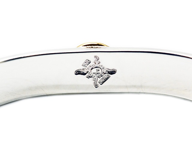 ��FIRST ARROW's/�ե������ȥ��������ۡ�Flat Hammered 12mm Arabesque Carving Bungle with K18 Lightning/K18�饤�ȥ˥��դ�ʿ��12mm������Ħ��Х󥰥��(BR-378)
