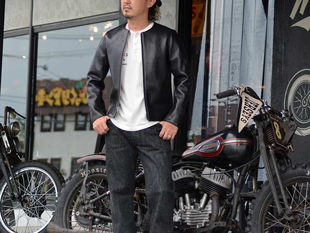 ��FINE CREEK LEATHERS/�ե����󥯥꡼���쥶�����ۡ�Collarless Single Riders Jacket��Bud-5��/���顼�쥹���󥰥�饤���������㥱�åȡɥХ�-5�ɡ�(FCJK031)