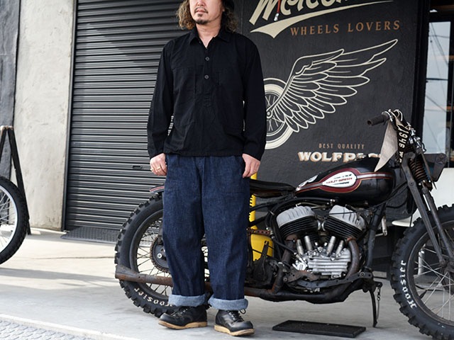 ��FULLCOUNT/�ե륫����ȡ�2026SS��US Army Black Black Denim Pullover Shirt/US�����ߡ��֥�å��֥�å��ǥ˥�ץ륪���С�����ġ�(4097-1)