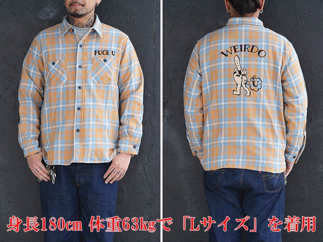 (30% OFF)��WEIRDO/���������ɡ�2024SS��L/S Check Shirts��FUCK U��/���󥰥��꡼�֥����å�����ġɥե��å�U�ɡ�(WRD-24-SS-13)
