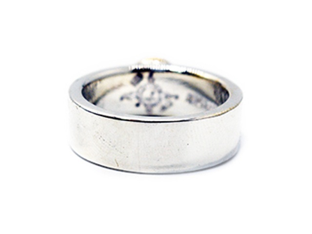 ��FIRST ARROW's/�ե������ȥ��������ۡ�Flat Hammered 8mm Eagle Stump Work Ring with K18/K18�դ�ʿ��8mm�������륹����ץ����󥰡�(R-181)