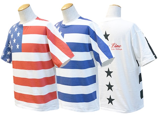 (50% OFF)��3����CALIFORNIA LINE/����ե���˥��饤���2023SS��Stars and Stripes Crew Neck Tee��Type1��/������������ɥ��ȥ饤�ץ����롼�ͥå�Tee"������1�ɡ�