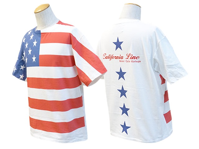(50% OFF)��3����CALIFORNIA LINE/����ե���˥��饤���2023SS��Stars and Stripes Crew Neck Tee��Type1��/������������ɥ��ȥ饤�ץ����롼�ͥå�Tee"������1�ɡ�