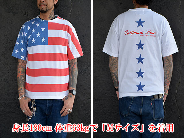 (50% OFF)��3����CALIFORNIA LINE/����ե���˥��饤���2023SS��Stars and Stripes Crew Neck Tee��Type1��/������������ɥ��ȥ饤�ץ����롼�ͥå�Tee"������1�ɡ�