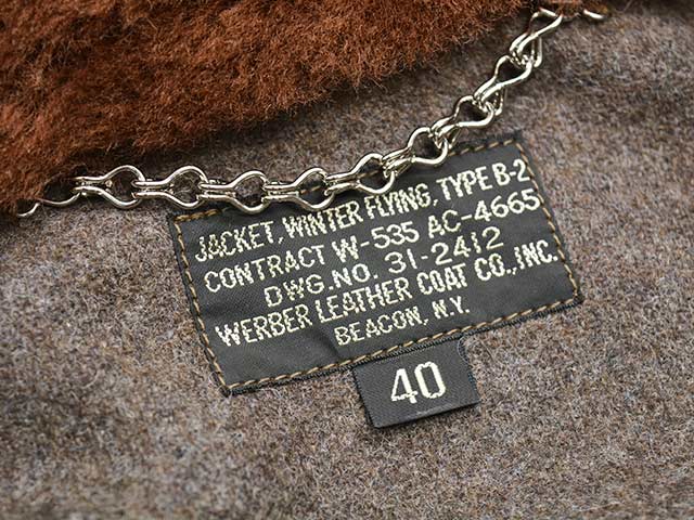 ��BUZZ RICKSON'S/�Х��ꥯ���󥺡ۡ�Type B-2��WERBER LEATHER COAT CO., INC.�ɡ�(BR80662)