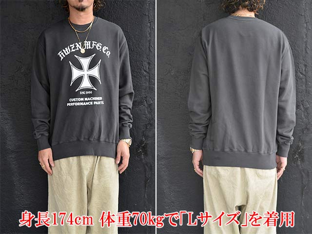 ��2����HWZN BROSS/�ϥ�����֥�����2025AW��Iron Cross Crew Neck Sweat Shirt/�������󥯥������롼�ͥå��������åȥ���ġ�
