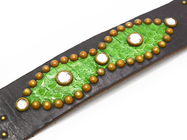 ��HTC(Hollywood Trading Company)/�������ƥ�������(�ϥꥦ�åɥȥ졼�ǥ��󥰥���ѥˡ�)�ۡ�Leather Studs Belt"Overlay Peanuts Snake��/�쥶�������å��٥�ȡɥ����С��쥤�ԡ��ʥåĥ��͡����ɡ�