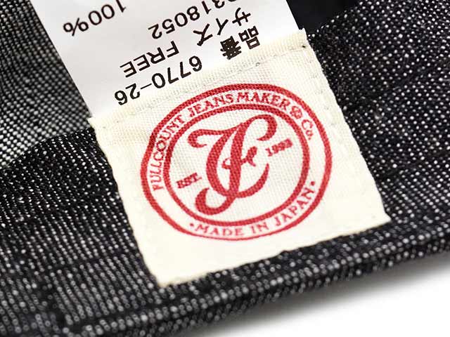 ��2����FULLCOUNT/�ե륫����ȡ�2026SS��Black FULL Wappen Denim Cap/�֥�å��ե��åڥ�ǥ˥७��åס�(6770-26)