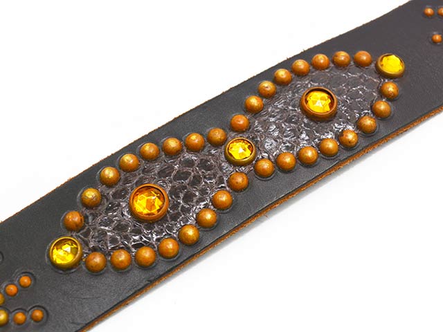 ��HTC(Hollywood Trading Company)/�������ƥ�������(�ϥꥦ�åɥȥ졼�ǥ��󥰥���ѥˡ�)�ۡ�Leather Studs Belt"Overlay Peanuts Snake��/�쥶�������å��٥�ȡɥ����С��쥤�ԡ��ʥåĥ��͡����ɡ�