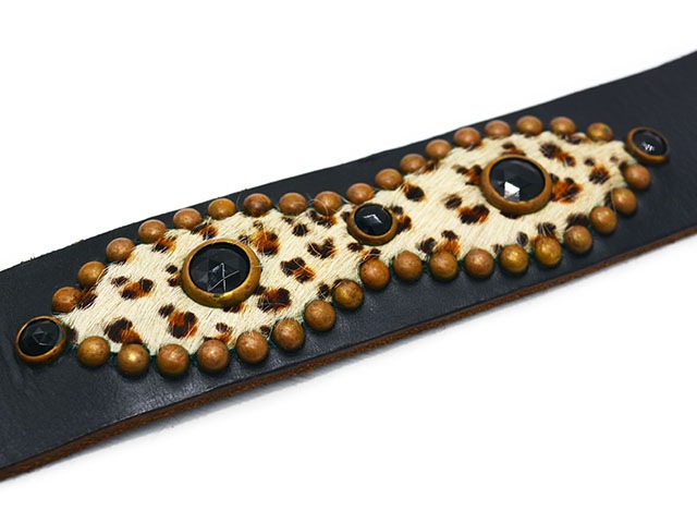 ��HTC(Hollywood Trading Company)/�������ƥ�������(�ϥꥦ�åɥȥ졼�ǥ��󥰥���ѥˡ�)�ۡ�Leather Studs Belt"Overlay Peanuts Leopard��/�쥶�������å��٥�ȡɥ����С��쥤�ԡ��ʥåĥ쥪�ѡ��ɡɡ�
