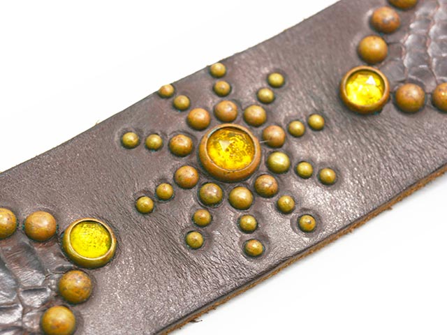 ��HTC(Hollywood Trading Company)/�������ƥ�������(�ϥꥦ�åɥȥ졼�ǥ��󥰥���ѥˡ�)�ۡ�Leather Studs Belt"Overlay Peanuts Snake��/�쥶�������å��٥�ȡɥ����С��쥤�ԡ��ʥåĥ��͡����ɡ�