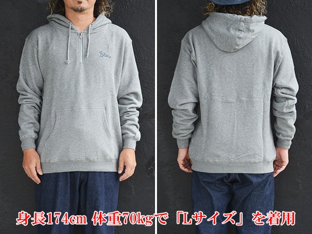 全3色【BLUCO/ブルコ】2024AW「Heavy Pile Sweat Half Zip Hoodie