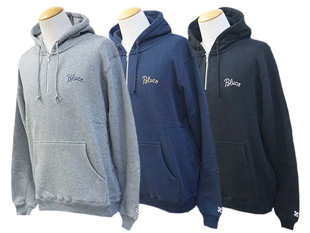 (50% OFF)��3����BLUCO/�֥륳��2024AW��Heavy Pile Sweat Half Zip Hoodie��Embroidery��/�إ������ѥ��륹�����åȥϡ��ե��åץա��ǥ����ɥ���֥������꡼�ɡ�(145-13-014)