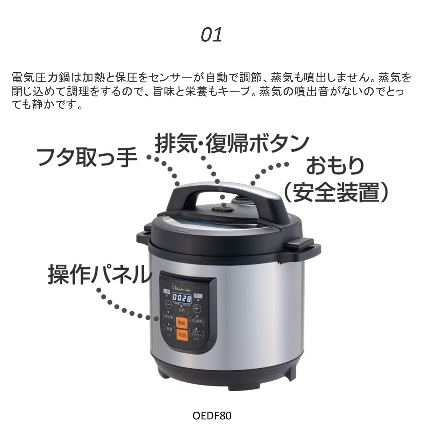 マイコン電気圧力鍋 8.0L OEDF80「楽ポンPRO」 | プロ仕様圧力鍋, 楽