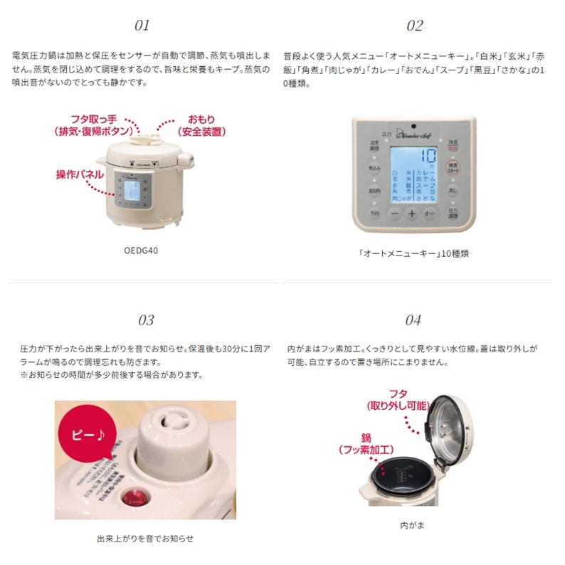 楽ポンnooge（ヌージュ） 4.0L | 【電気圧力鍋】 ユーザー様限定