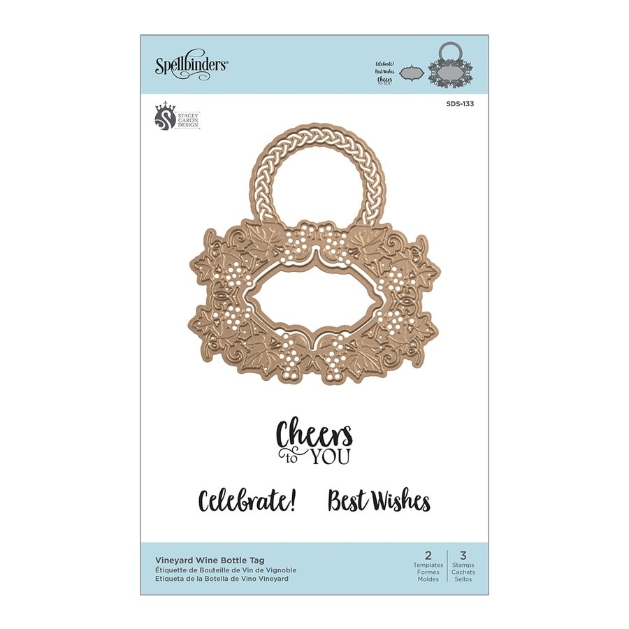 SDS-133/Spellbinders/���ڥ�Х��������/������ȴ����/Vineyard Wine Bottle Tag Stamp and Die Set Wine Country by Stacey Caron ��٥� �� �ĥ� �֤ɤ� �磻�� ���� ������� ���å�