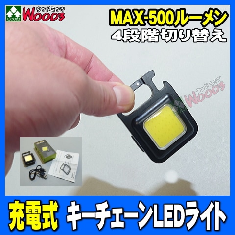 直視絶対禁止 500ルーメン USB充電 キーチェーン LEDライト LED