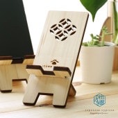 【WOOD&GROVE ウッドアンドグローブ 通販】ひのきスマートフォンスタンド和柄【七宝】