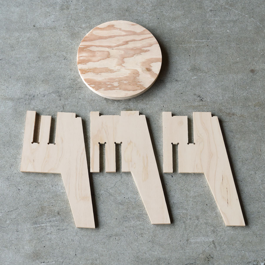 DIY組み立てキット 合板スツール-R ラウンドタイプ