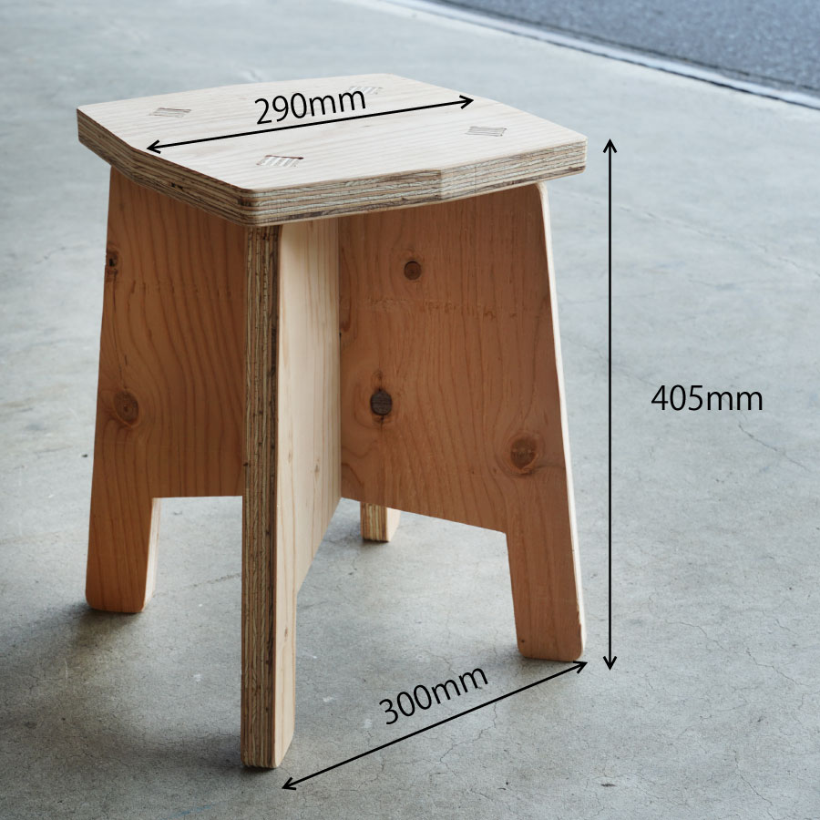 DIY組み立てキット 合板スツール-S　スクエアタイプ